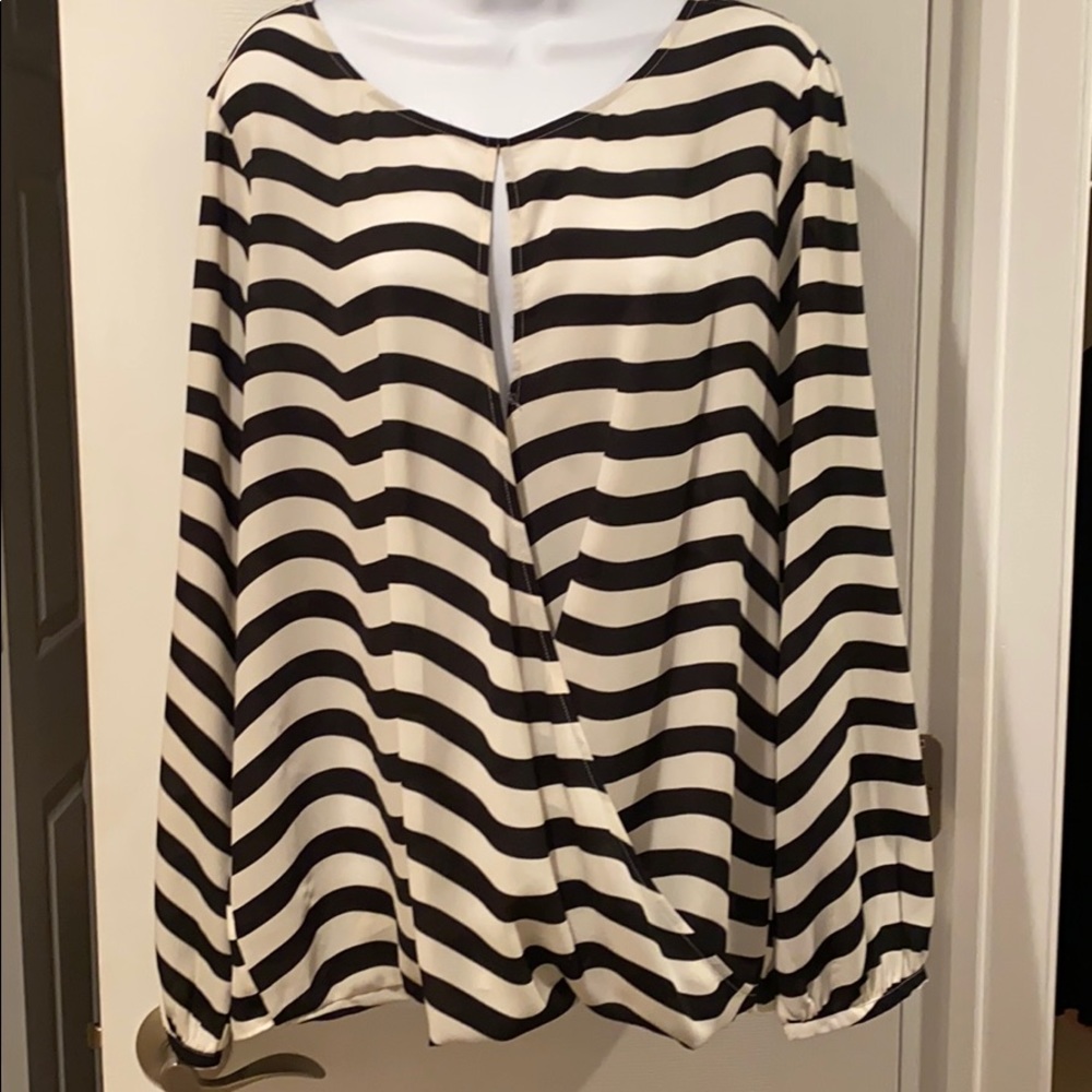 Banana Republic Black & Cream Stripe Blouse